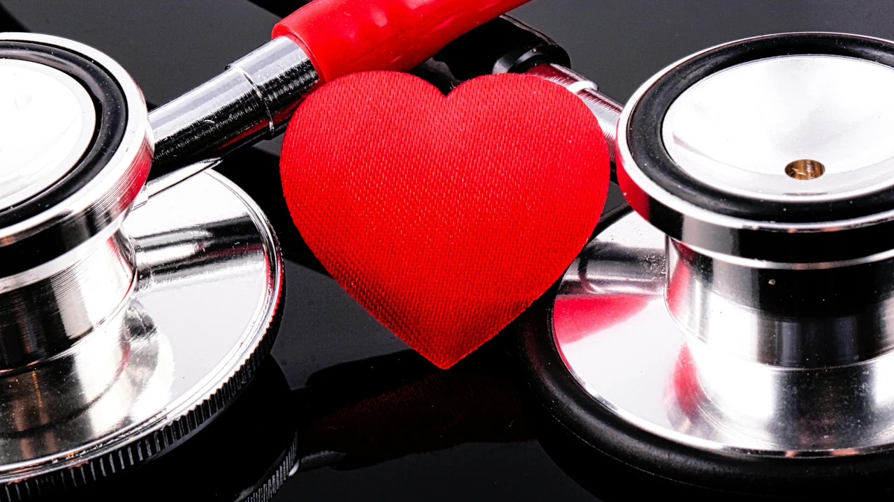 Plush heart with a stethoscope around it